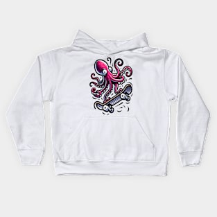 Inky Glide: Octopus Skateboard Adventure Kids Hoodie